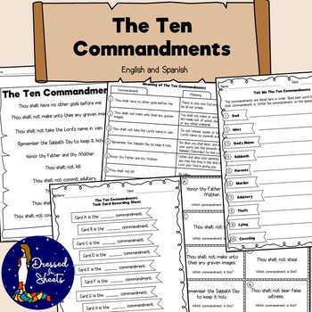 Preview of The Ten Commandments in English and Spanish