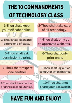 Preview of The Ten Commandments of Technology Class