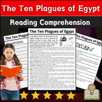 Preview of The Ten Plagues of Egypt Reading Comprehension ⭐No Prep ⭐