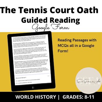 Preview of The Tennis Court Oath Guided/Close Reading Google Form