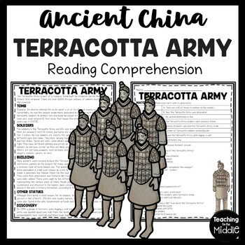 Preview of Terracotta Army Reading Comprehension Informational Worksheet Ancient China