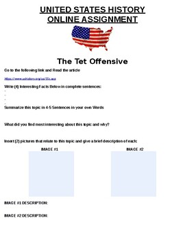 Preview of The Tet Offensive ONLINE ASSIGNMENT