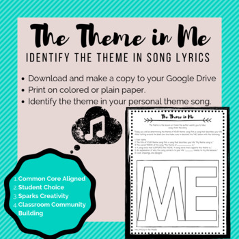 The Theme in Me (Identifying the Theme in Song Lyrics) | TpT