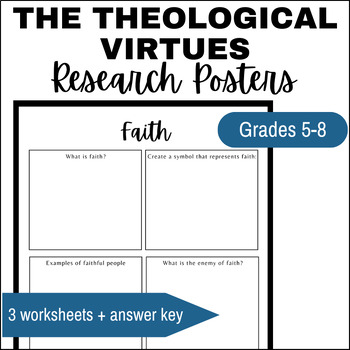 Preview of The Theological Virtues Activity - Catholic Research Project: Faith Hope Charity
