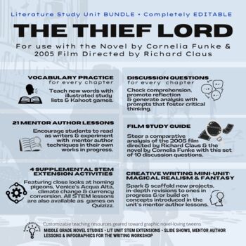 Preview of The Thief Lord Film/Novel Study Super Bundle (Editable)