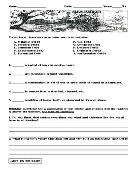 The Thief of Always by Clive Barker Chapter 12 Worksheets/Assessment