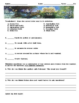 Preview of The Thief of Always by Clive Barker Chapter Worksheets, Review Game, & Test Unit