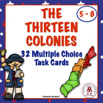 Preview of The Thirteen Colonies Multiple Choice Task Cards