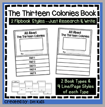 Preview of The Thirteen Colonies Report, Science Flip Book Research Project, US History