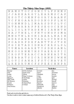 Preview of The Thirty-Nine Steps (1935) - Word Search Puzzle