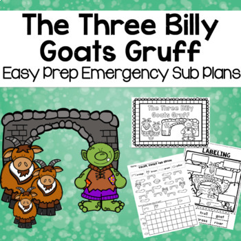 Preview of The Three Billy Goats Gruff Kindergarten Sub Plans