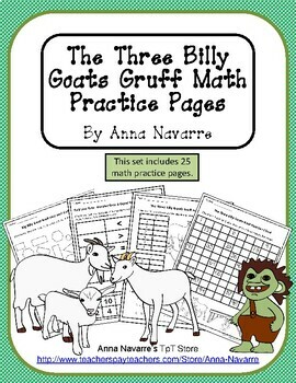 Preview of The Three Billy Goats Gruff Math Practice Pages