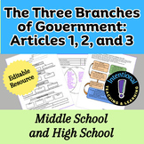 The Three Branches of Government: Articles 1, 2, and 3 for
