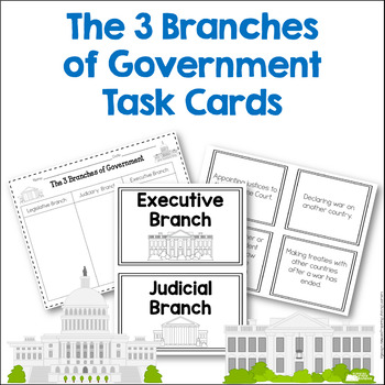 Preview of The Three Branches of the Government ~ Task Cards and Activity
