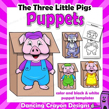 Three Little Pigs Craft Activitiy Printable Puppet Templates TpT