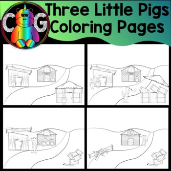 Preview of The Three Little Pigs Coloring Pages by Bree Cook Designs