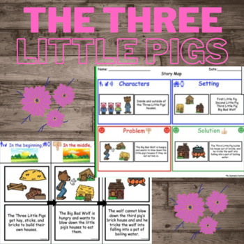 Preview of The Three Little Pigs - Fairy Tale Story Elements Sorts Digital and Printable