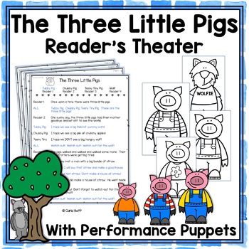 Preview of THE THREE LITTLE PIGS Reader's Theater Scripts, Puppets & Reader Headbands