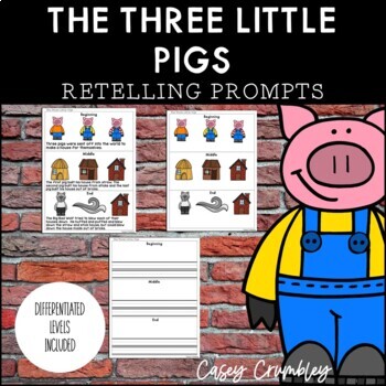 Preview of The Three Little Pigs Retelling and Writing Prompts