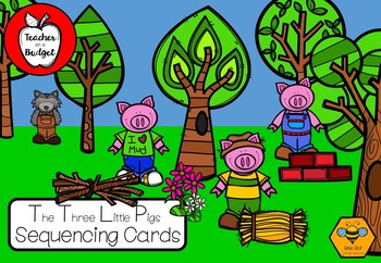Preview of The Three Little Pigs Sequencing Cards - Bee Bots