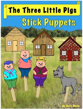 Preview of The Three Little Pigs Stick Puppets