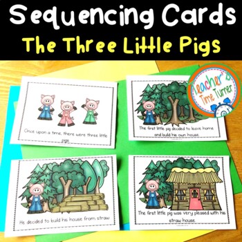 Preview of The Three Little Pigs story sequencing flashcards