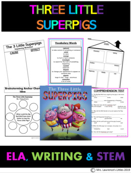 Preview of The Three Little Superpigs ELA Unit with STEM lesson BUNDLE