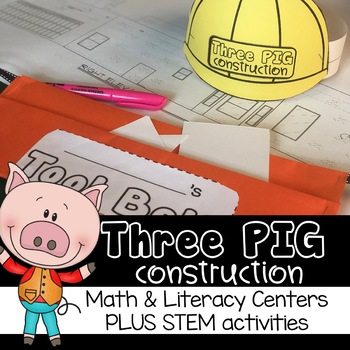 Preview of The Three Pigs Math and Literacy Centers Plus STEM Building Fun