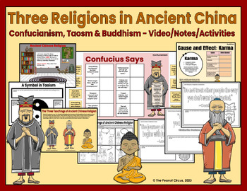Preview of The Three Religions of Ancient China (Video/Google Slides/Notes/Activities)