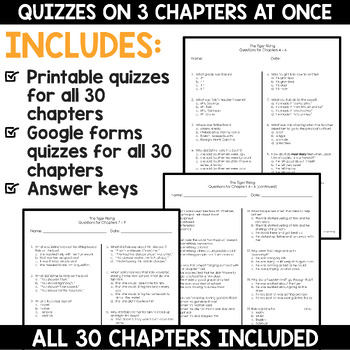 The Tiger Rising Book Quizzes for All 30 Chapters by ...