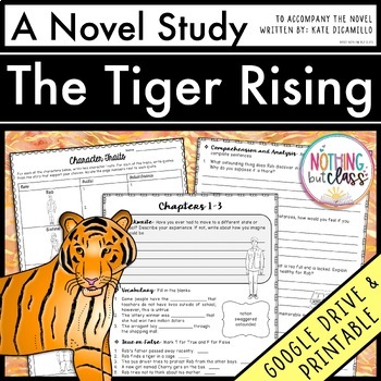 Preview of The Tiger Rising Novel Study Unit - Comprehension | Activities | Tests