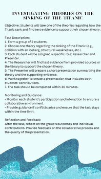 Preview of The Titanic Small Group Project Lesson Plan (supports Amplify ELA 6)