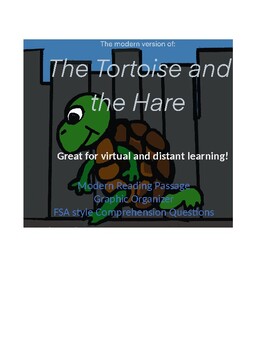 Preview of The Tortoise and the Hare Reading/Questions- Modern version- Distant learning
