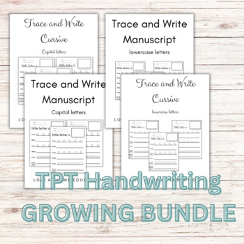Preview of The Trace & Write Handwriting Growing Bundle | Cursive & Manuscript