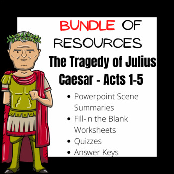 Preview of The Tragedy of Julius Caesar Acts 1-5 PPT Summaries Fill in the Blanks Quiz