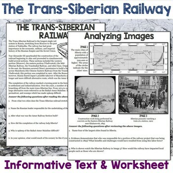 The Trans Siberian Railway Worksheet by Southernmost Point Social Studies