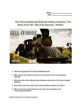 Preview of The Transcontinental Railroad Unites | America: The Story of Us Worksheet