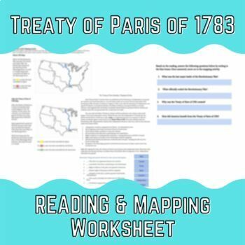 Preview of The Treaty of Paris of 1783 Reading & Mapping Worksheet