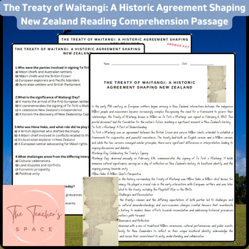 Preview of The Treaty of Waitangi: A Historic Agreement Shaping New Zealand Reading Passage