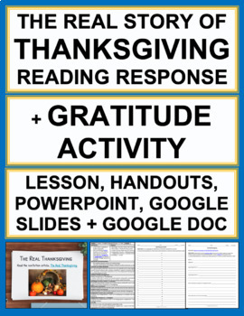 Preview of Thanksgiving Activities | The True Story Reading Response & Gratitude Activity