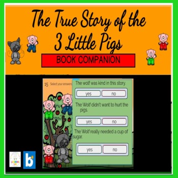 Preview of The True Story of the 3 Little Pigs Book Companion BOOM CARDS