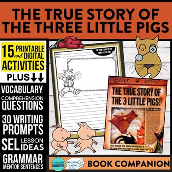Preview of THE TRUE STORY OF THE THREE LITTLE PIGS activitiesCOMPREHENSION - Book Companion