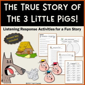 Preview of True Story of the Three Little Pigs Reading and Writing Worksheets