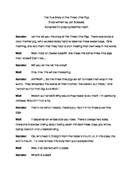 Preview of The True Story of the Three Little Pigs - Duet Acting Script