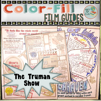 Preview of The Truman Show Color-Fill Film Guide Doodle Notes