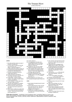 The Truman Show Crossword Puzzle by M Walsh Teachers Pay Teachers