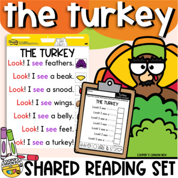 Preview of The Turkey | Shared Reading Set | Project & Trace Chart, Sight Words, Vocab