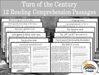 Preview of The Turn of Century Reading Comprehension Packet (homework, review)