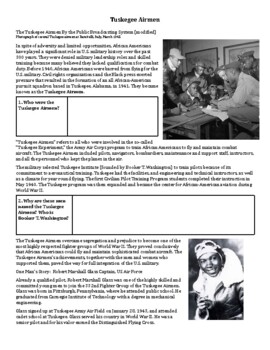 Preview of The Tuskegee Airmen of WWII Readings & Graphic Organizer