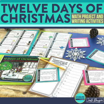 Take a look at these Christmas math and writing activities from the Clutter Free Classroom. These holiday math centers, games, worksheets, task cards, activities and enrichment are so fun! Each is based on the song The Twelve Days of Christmas and offers no prep review and practice of skills around the holidays. #Christmasmathactivities #Christmaswritingactivities #The12daysofChristmas #Decembermathactivites #Decemberwritingactivities #clutterfreeclassroom #cfclassroom